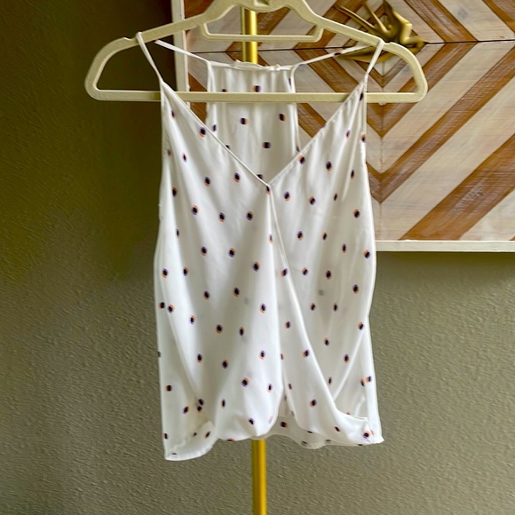 Lush razor back tank white with orange & purple dots size small - Picture 2 of 7